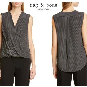 Rag & Bone Black Striped silk Women's Top